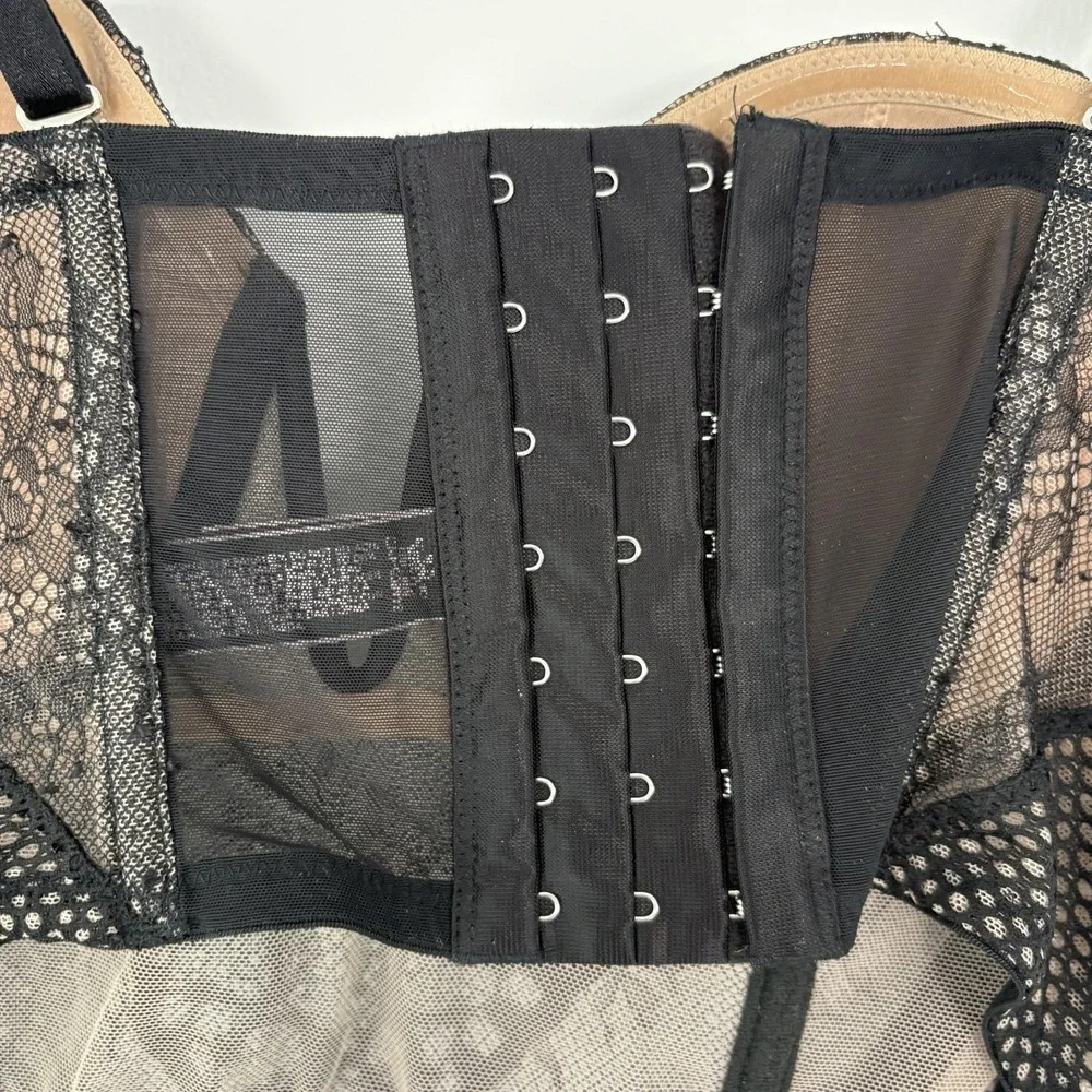 Victoria's Secret Bustier Womens 36B Black Lace Longline Strapless Boned Top‎